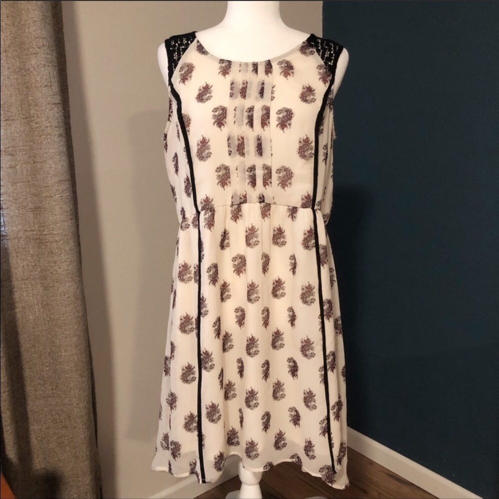 H&M sheer pleated paisley print dress